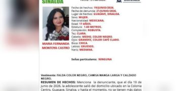 Buscan a María Fernanda, menor de 17 años, desaparecida en Guasave, Sinaloa